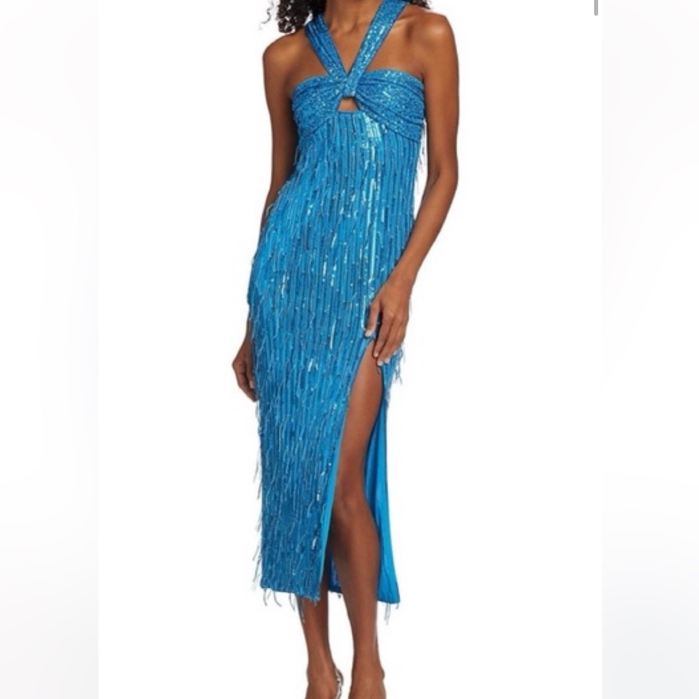 SAYLOR Blue Sequin Embellished Midi Gown